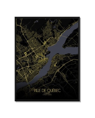 Affiche Québec Carte Nuit 40x50