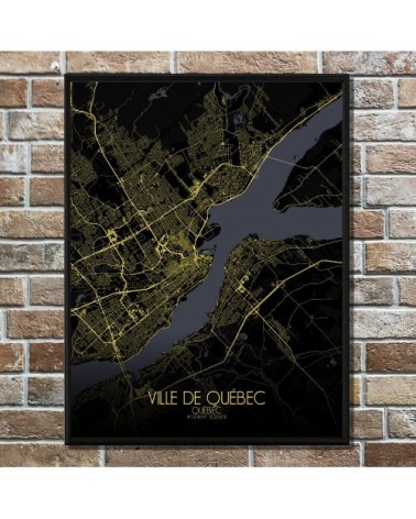 Affiche Québec Carte Nuit 40x50