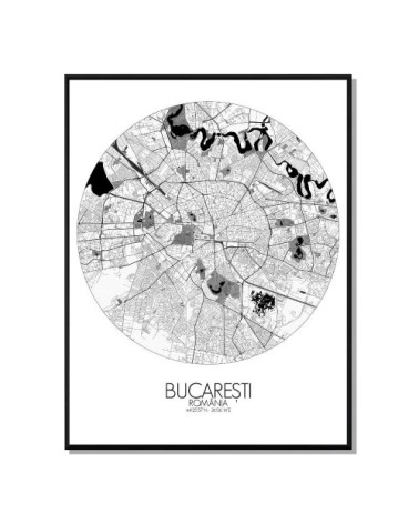 Affiche Bucarest Carte ronde 40x50