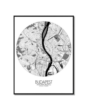 Affiche Budapest Carte ronde 40x50