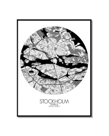 Affiche Stockholm Carte ronde 40x50