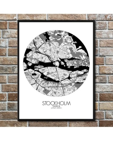 Affiche Stockholm Carte ronde 40x50