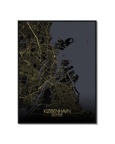 Affiche Copenhague Carte Nuit 40x50