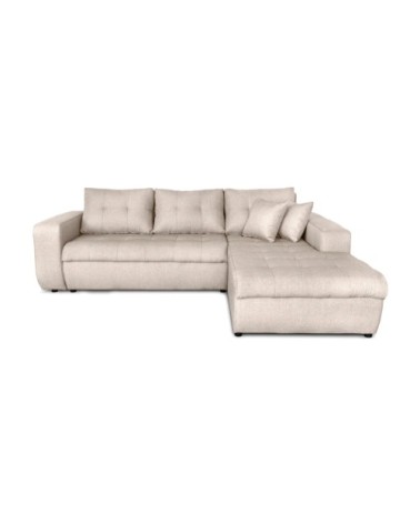 Canapé d'angle convertible en tissu - beige - angle droit
