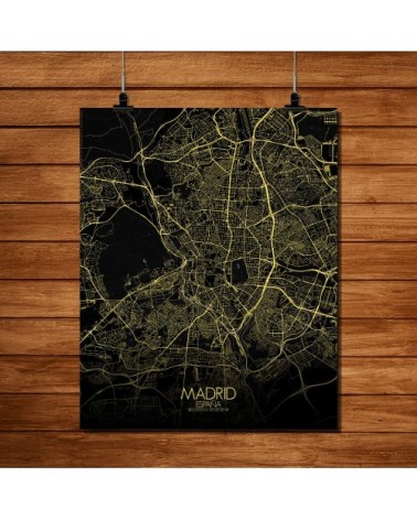 Affiche Madrid Carte Nuit 40x50