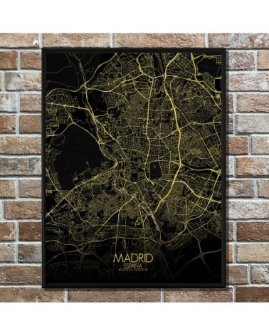 Affiche Madrid Carte Nuit 40x50