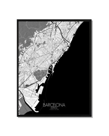 Affiche Barcelone Carte N&B 40x50