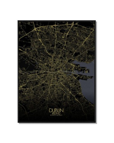 Affiche Dublin Carte Nuit 40x50