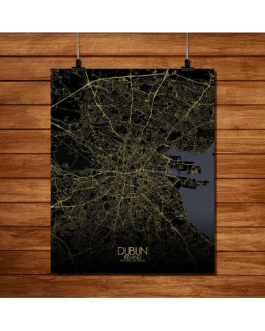 Affiche Dublin Carte Nuit 40x50