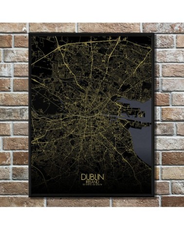 Affiche Dublin Carte Nuit 40x50