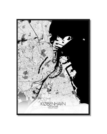 Affiche Copenhague Carte N&B 40x50