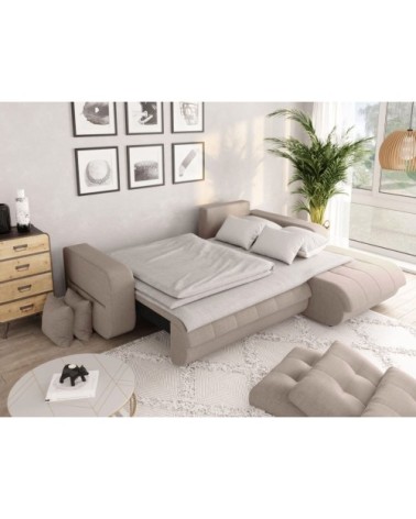 Canapé d'angle convertible en tissu - beige - angle droit
