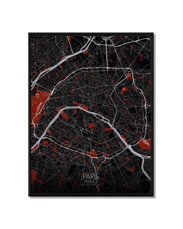 Affiche Paris Carte Rouge 40x50