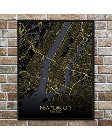 Affiche New york Carte Nuit 40x50