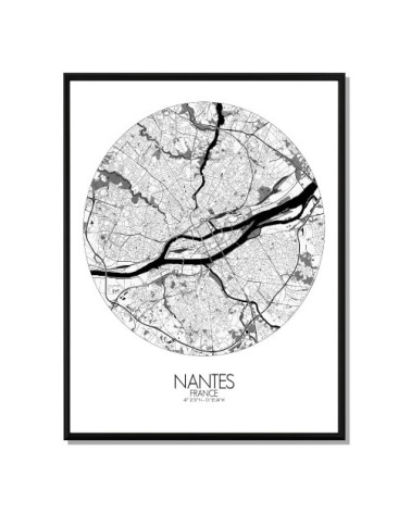 Affiche Nantes Carte ronde 40x50