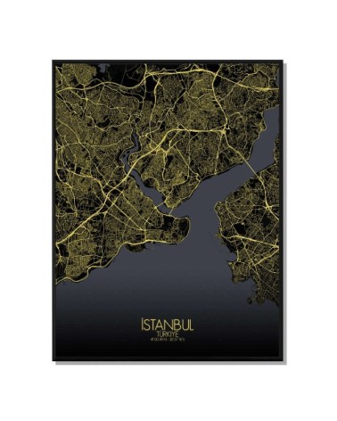 Affiche Istanbul Carte Nuit 40x50