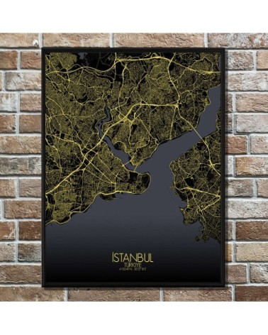 Affiche Istanbul Carte Nuit 40x50