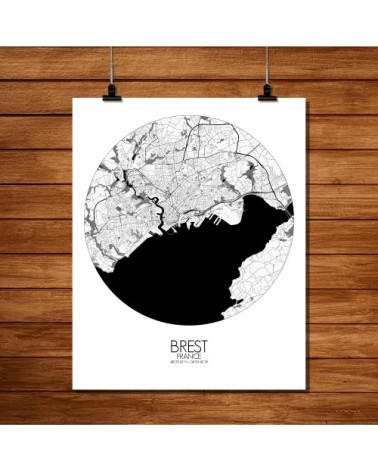 Affiche Brest Carte ronde 40x50