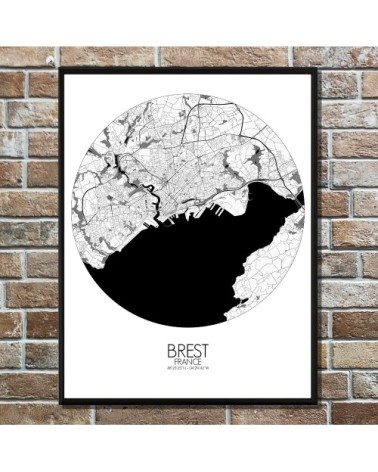 Affiche Brest Carte ronde 40x50