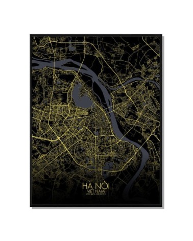 Affiche Hanoi Carte Nuit 40x50