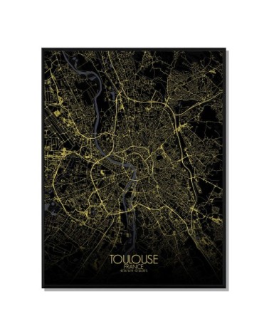 Affiche Toulouse Carte Nuit 40x50