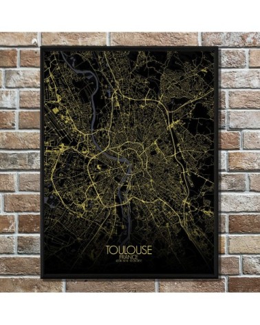 Affiche Toulouse Carte Nuit 40x50