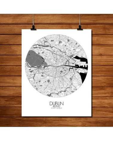 Affiche Dublin Carte ronde 40x50