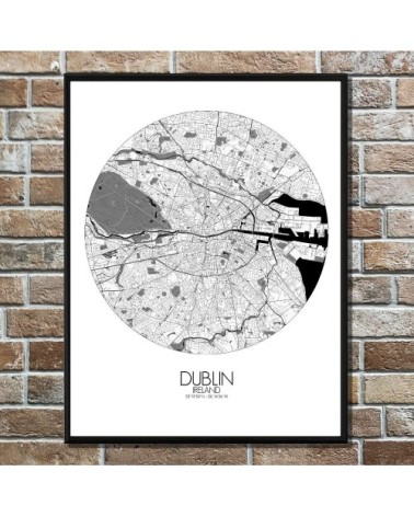 Affiche Dublin Carte ronde 40x50