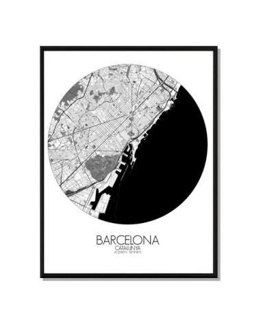 Affiche Barcelone Carte ronde 40x50