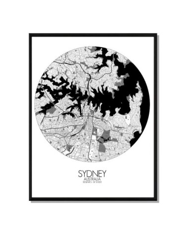 Affiche Sydney Carte ronde 40x50