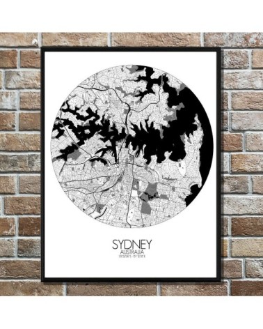 Affiche Sydney Carte ronde 40x50