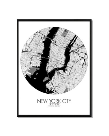 Affiche New york Carte ronde 40x50