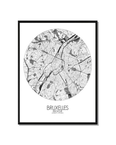Affiche Bruxelles Carte ronde 40x50