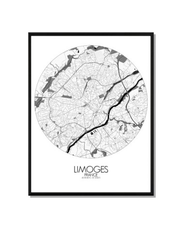 Affiche Limoges Carte ronde 40x50