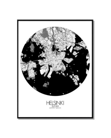 Affiche Helsinki Carte ronde 40x50