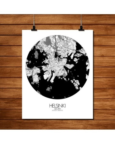 Affiche Helsinki Carte ronde 40x50