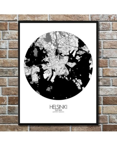 Affiche Helsinki Carte ronde 40x50