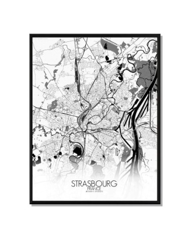 Affiche Strasbourg Carte N&B 40x50