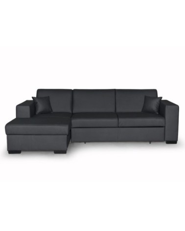 Canapé d'angle gauche convertible en simili gris