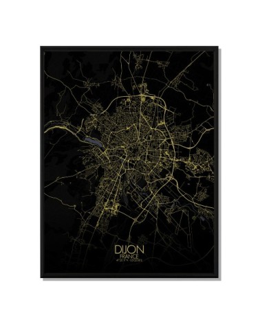 Affiche Dijon Carte Nuit 40x50