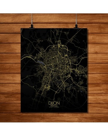 Affiche Dijon Carte Nuit 40x50