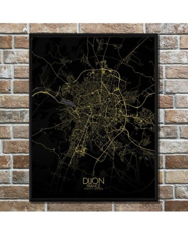 Affiche Dijon Carte Nuit 40x50