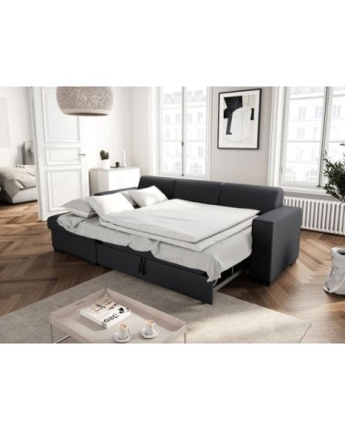 Canapé d'angle gauche convertible en simili gris