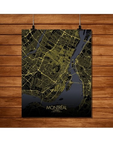 Affiche Montreal Carte Nuit 40x50