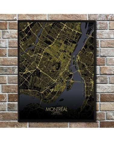 Affiche Montreal Carte Nuit 40x50