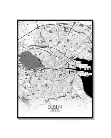 Affiche Dublin Carte N&B 40x50