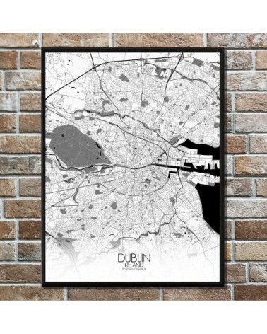 Affiche Dublin Carte N&B 40x50