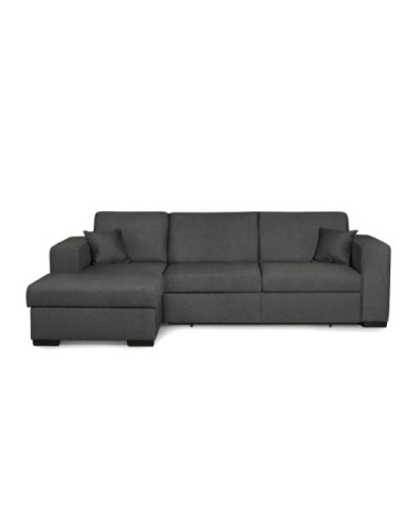 Canapé d'angle gauche xl convertible avec coffre en tissu - gris foncé