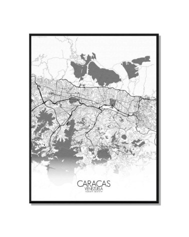 Affiche Caracas Carte N&B 40x50