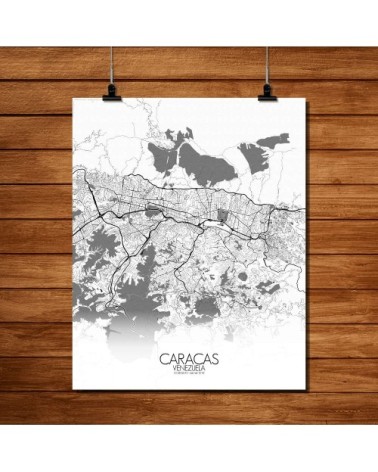 Affiche Caracas Carte N&B 40x50